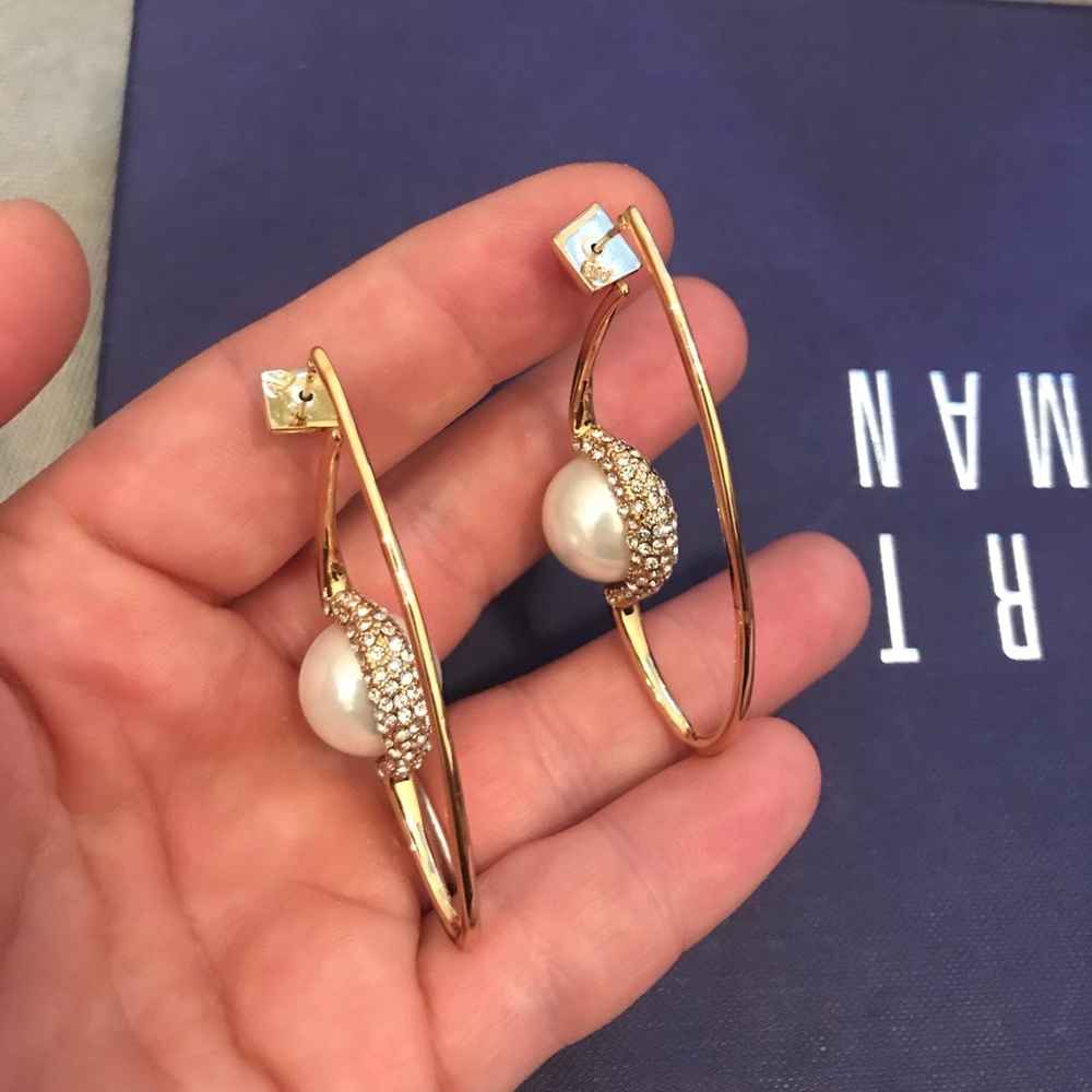 Alexis Bittar Floating Pearl Hoop Earrings